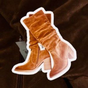 WOMENS COGNAC SIZE 8 TALL SUEDE BOOTS